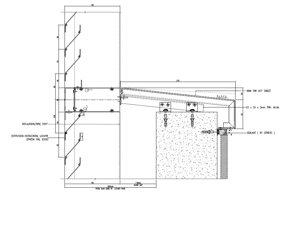 Unitised Curtain Walls — louvre section drawing