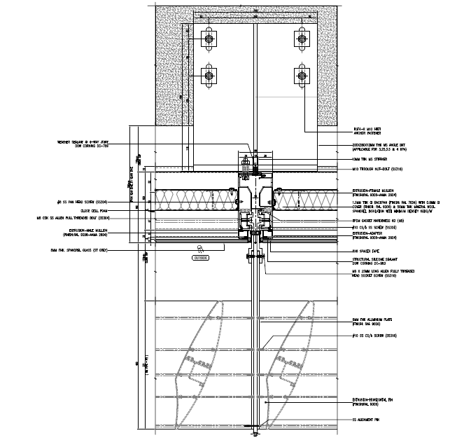 Unitised Curtain Walls — vertical section drawing