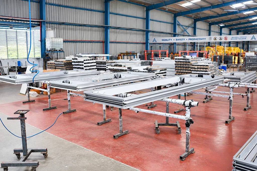 Unitised frame assembly line